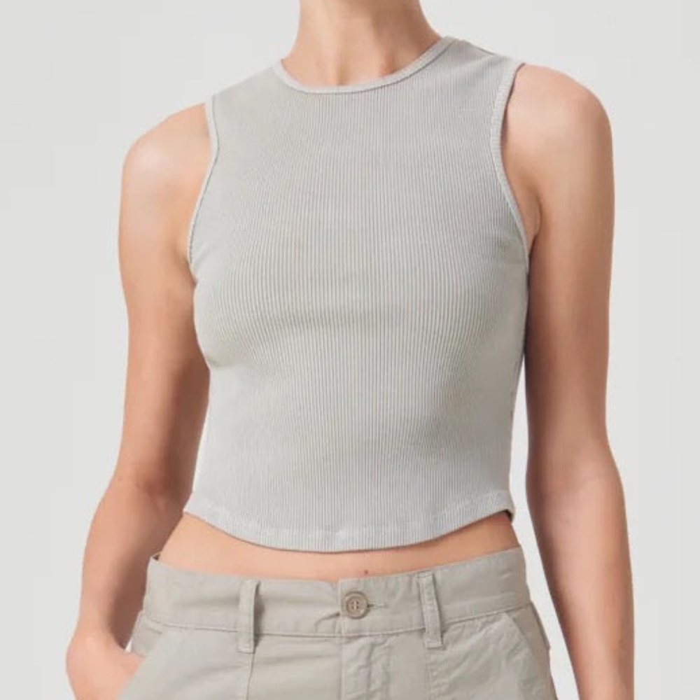 Agolde Ribbed Nova Tank Top, grey xs
